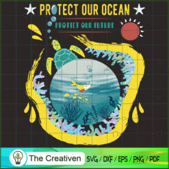 World Ocean Day Turtle SVG Cut File for Cricut & Silhouette