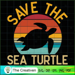 Retro Save the Sea Turtle SVG, Slogan SVG, Turtle SVG