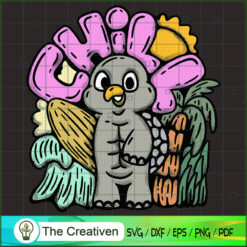 Hand Drawn Turtle with Surfboard SVG Cut File for Cricut & Silhouette