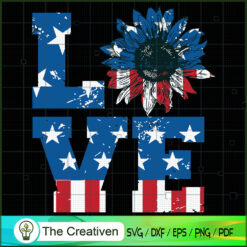 4th July Love Sunflower Patr SVG Cut File for Cricut