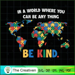 Be Kind Autism Awareness Puzzle SVG, Puzzle SVG, Autism Awareness SVG