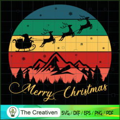 Merry Christmas Santa Sleigh SVG Cut File for Cricut