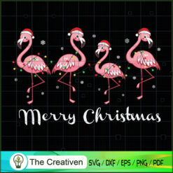 Pink Flamingo Merry Christmas SVG Cut File for Cricut & Silhouette