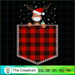 Red Plaid Reindeer in Pocket SVG Cut File for Cricut