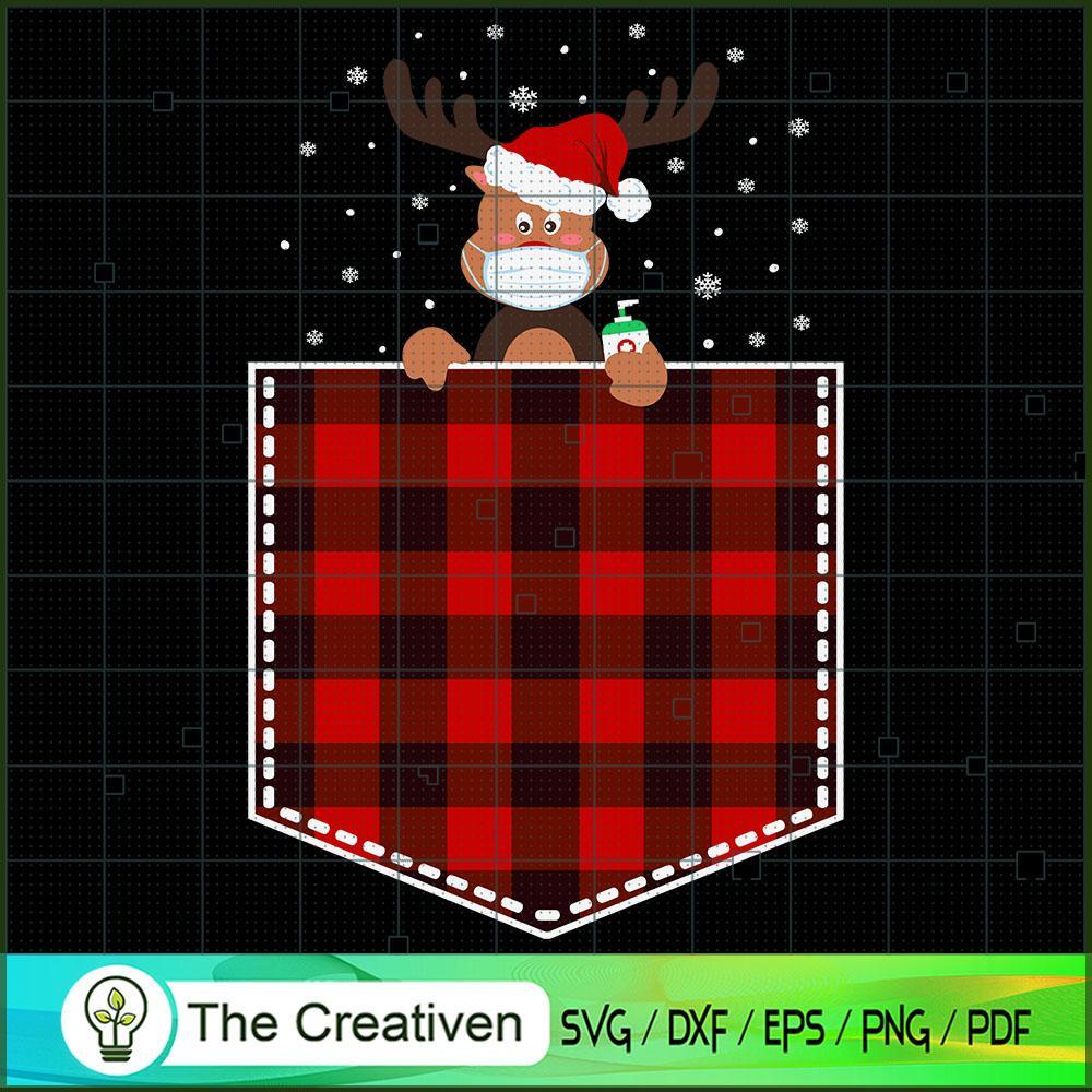 Red Plaid Reindeer in Pocket SVG Cut File for Cricut 1 Red Plaid Reindeer in Pocket SVG Cut File for Cricut