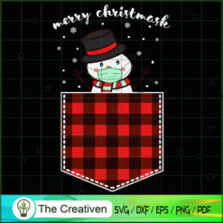 Red Plaid Snowman in Pocket  SVG Cut File for Cricut