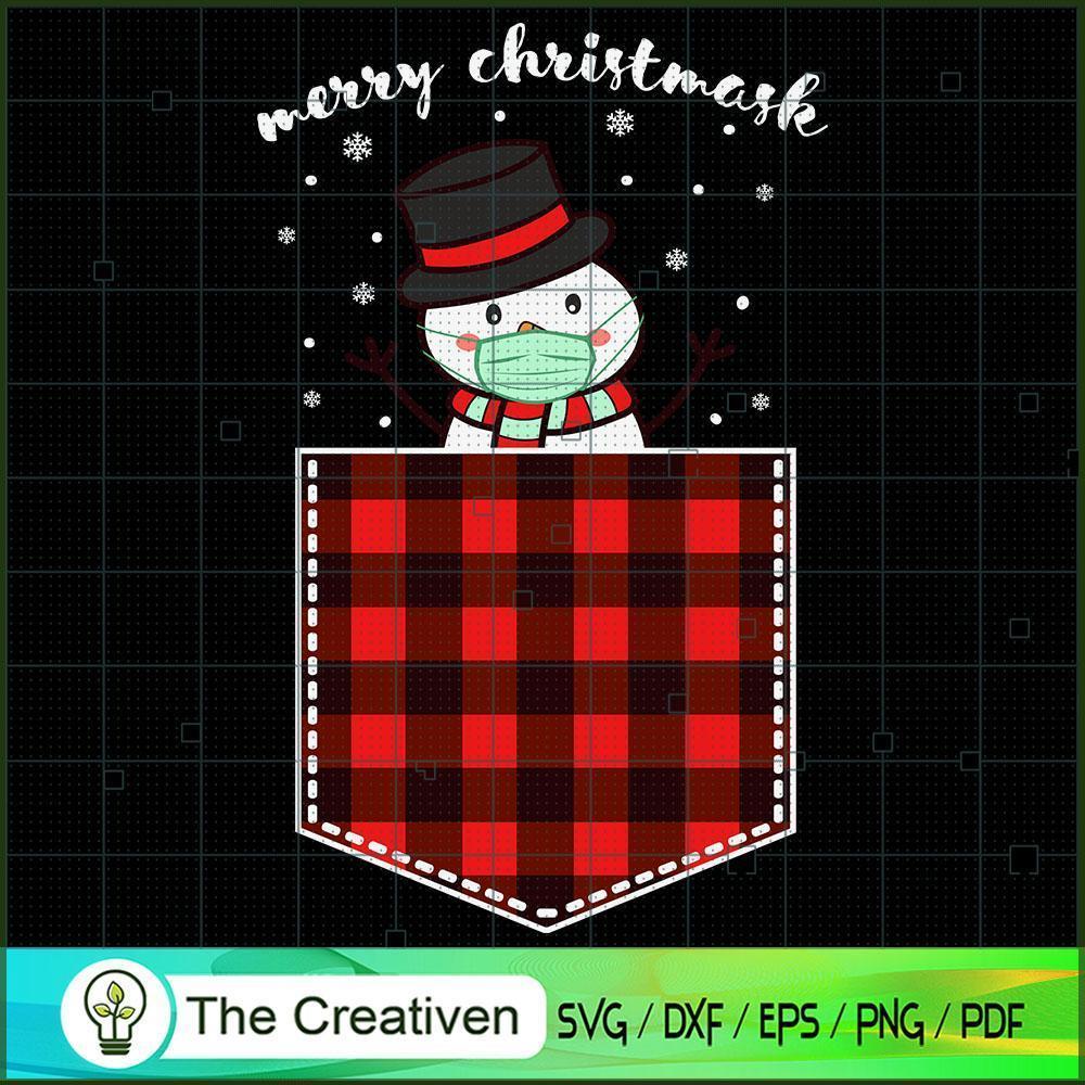 Red Plaid Snowman in Pocket SVG Cut File for Cricut 1 Red Plaid Snowman in Pocket SVG Cut File for Cricut