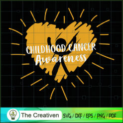 Gold Heart Childhood Cancer  SVG Cut File for Cricut