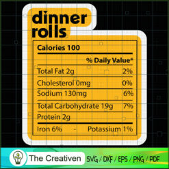 Dinner Rolls Nutrition Facts SVG Cut File for Cricut