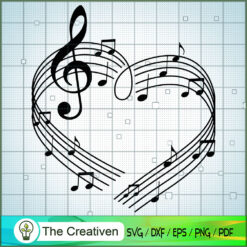 Music Note Treble Clef Heart Sheet  SVG, Luxury SVG