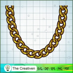 Gold Chain Link Necklace Jewelry SVG, Necklace SVG, Luxury SVG