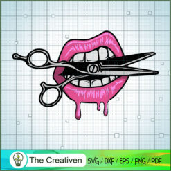 Lips Bite Scissors But Barber SVG, Lips SVG, Luxury SVG