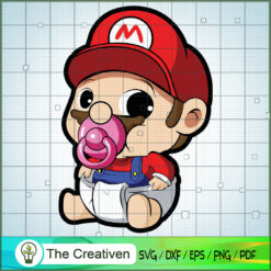 Baby Mario SVG , Game Mario SVG, Funny Mario SVG