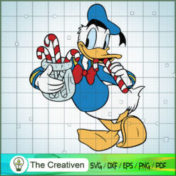 Donald Duck with Christmas Candy SVG Cut File for Cricut & Silhouette