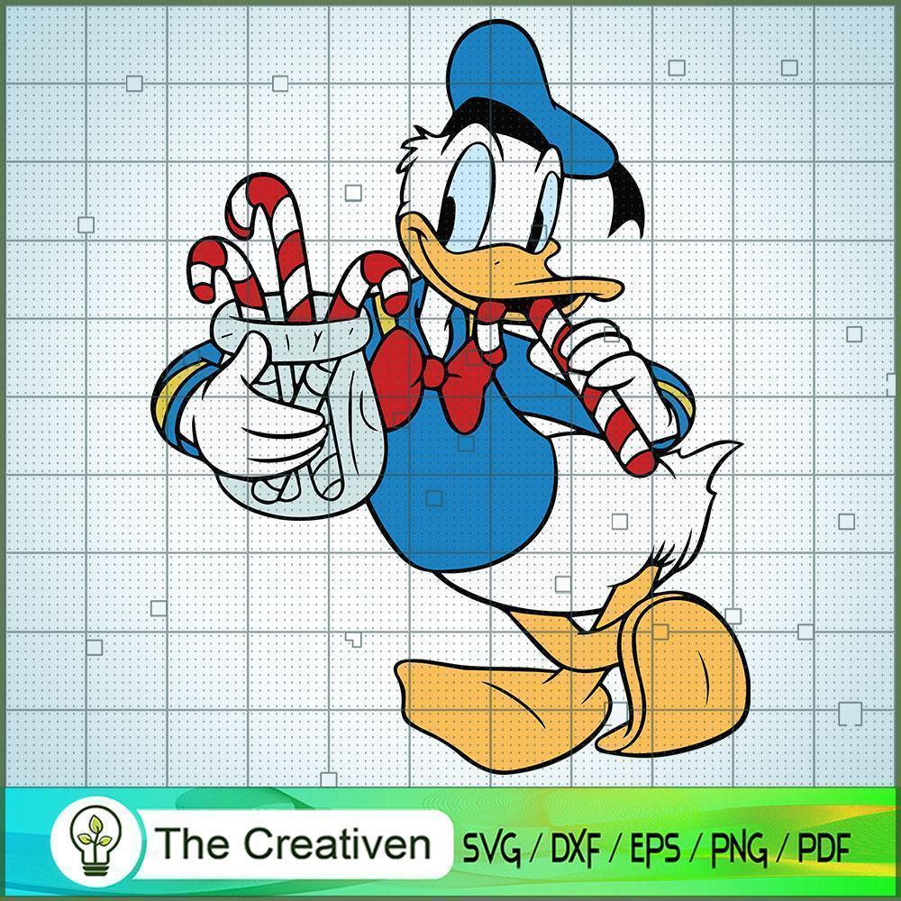 Donald Duck with Christmas Candy SVG Cut File for Cricut & Silhouette 1 Donald Duck with Christmas Candy SVG Cut File for Cricut & Silhouette