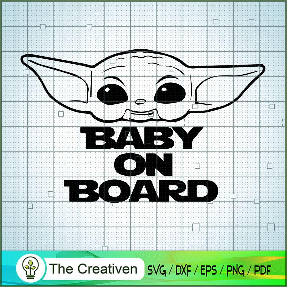 Head Baby Yoda On Board SVG Cut File for Cricut & Silhouette 1 Head Baby Yoda On Board SVG Cut File for Cricut & Silhouette