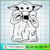 Baby Yoda With Coffee Black SVG Cut File for Cricut & Silhouette