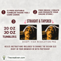 Alternative view of Tupac Art Skinny Tumbler Wrap – Digital Download