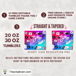 Alternative view of Tiktok Logo Bundle Colorful 20oz Tumbler Wrap – Digital Download
