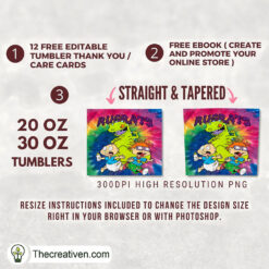 Alternative view of Colorful Rugrats Art 20oz Tumbler Wrap – Digital Download