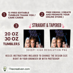 Alternative view of Hi We Are Hocus Pocus 20oz Tumbler Wrap – Digital Download