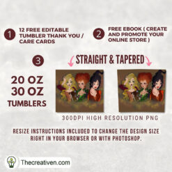 Alternative view of Hocus Pocus Water Color 20oz Tumbler Wrap – Digital Download