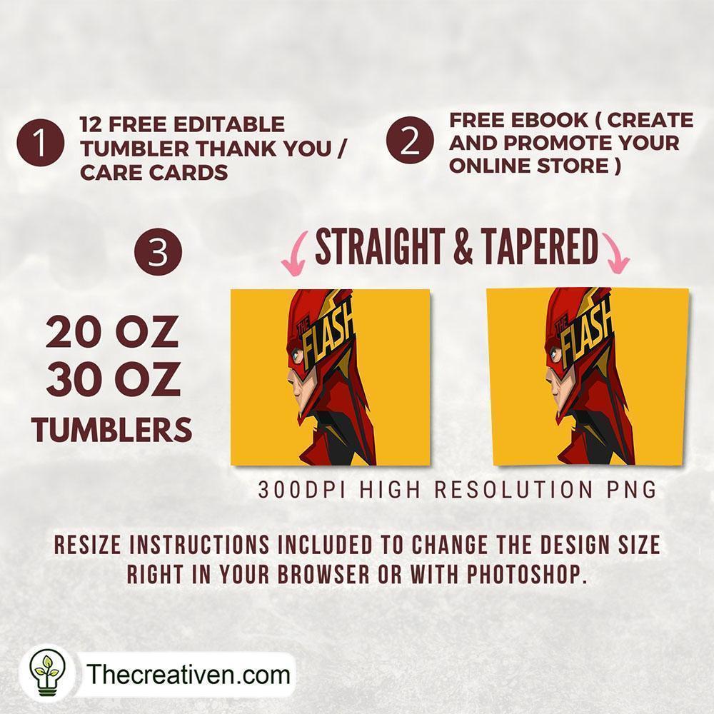 Flash 20oz, 20oz Skinny Straight, Full Tumbler Wrap, PNG Digital File 2 Flash 20oz, 20oz Skinny Straight, Full Tumbler Wrap, PNG Digital File - Image 2