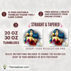 Alternative view of Wonder Woman Art 20oz Tumbler Wrap – Digital Download