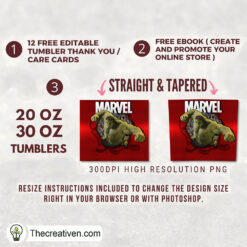 Alternative view of Hulk Marvel 20oz Tumbler Wrap – Digital Download