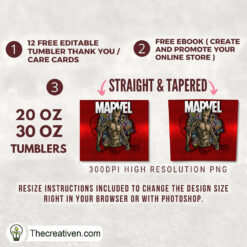 Alternative view of Groot Marvel 20oz Tumbler Wrap – Digital Download