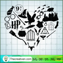 Bundle Heart Harry Potter Acessory SVG, Hogwarts SVG, Harry Potter SVG
