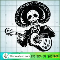 Halloween Skeleton Playing Guitar SVG Cut File for Cricut & Silhouette