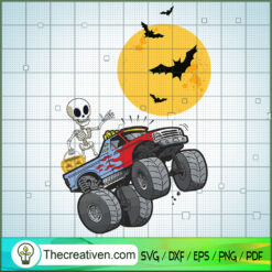 Halloween Skeleton Riding Monster Truc SVG Cut File fo Design 33513
