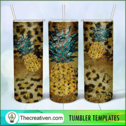 20oz Skinny Tumbler Leopard Pineapple Tumbler Wrap – Digital Download