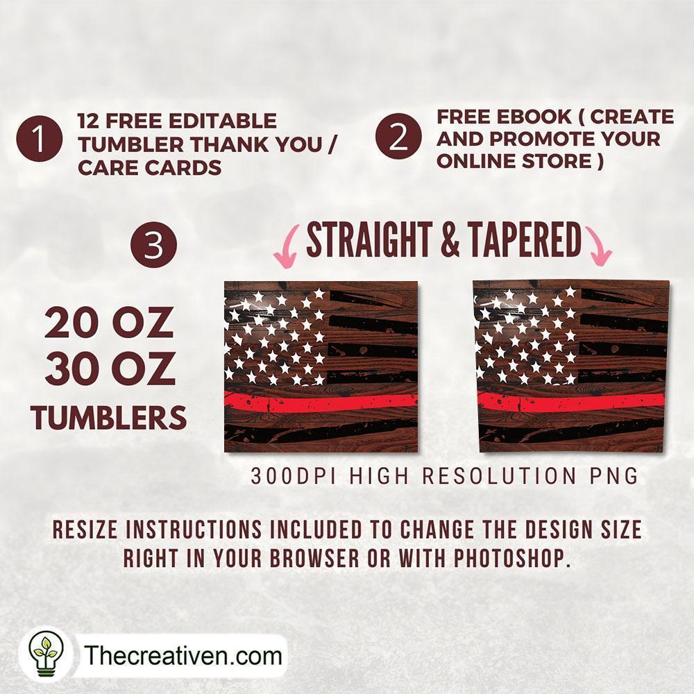 20oz Skinny Tumble Flag Red Line Tumbler Wrap – Digital Download 2 20oz Skinny Tumble Flag Red Line Tumbler Wrap – Digital Download - Image 2