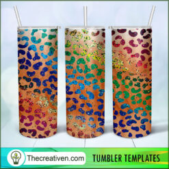 20oz Skinny Tumbler Leopard Rainbow Tumbler Wrap – Digital Download