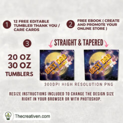Alternative view of 20oz Skinny Tumbler Best Dad Galaxy Tumbler Wrap – Digital Download
