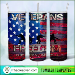 20oz Skinny Tumbler Veterans Freedom Tumbler Wrap – Digital Download