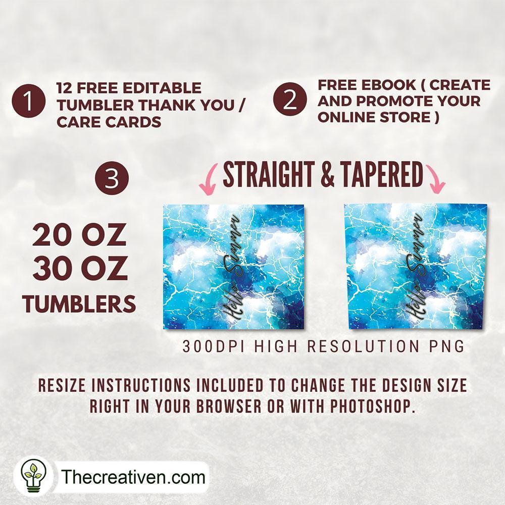 20oz Skinny Tumbler Hello Summer Beach Tumbler Wrap – Digital Download 2 20oz Skinny Tumbler Hello Summer Beach Tumbler Wrap – Digital Download - Image 2