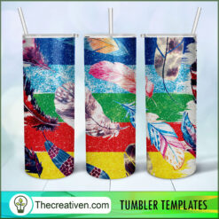 20oz Skinny Tumbler Glitter Feather Tumbler Wrap – Digital Download
