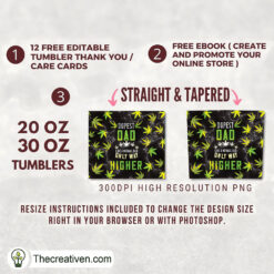 Alternative view of 20oz Skinny Tumbler Dope Dad Weed Tumbler Wrap – Digital Download
