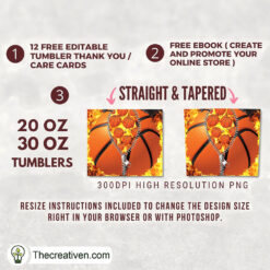 20oz Skinny Tumbler Zipper Basketball Tumbler Wrap – Digital Download 3 20oz Skinny Tumbler Zipper Basketball Tumbler Wrap – Digital Download - Image 2