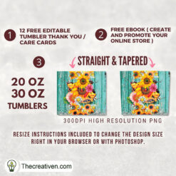 20oz Skinny Sunflower Wood Tumbler Tumbler Wrap – Digital Download 3 20oz Skinny Sunflower Wood Tumbler Tumbler Wrap – Digital Download - Image 2