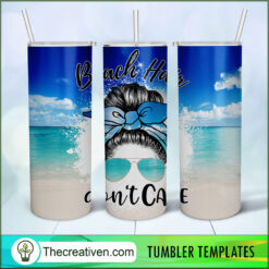 Beach Hair Don't Care 20oz Skinny Tumbler Wrap – Digital Download