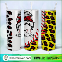 Skinny Tumbler Design Softball Mom Tumbler Wrap – Digital Download