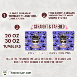 Alternative view of Skinny Tumbler Halloween Momster Skull Tumbler Wrap –  Design 32678