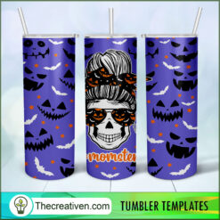 Skinny Tumbler Halloween Momster Skull Tumbler Wrap – Design 32678