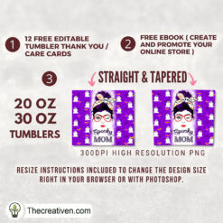 Alternative view of Spooky Mom 20oz Skinny Tumbler Tumbler Wrap – Digital Download