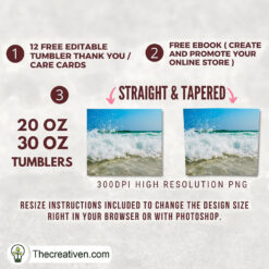 Alternative view of Beach Tumbler Wrap 20 Ounce Skinny Tumbler Wrap – Digital Download