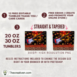 Alternative view of 20oz Skinny Tumbler Guitar Template Tumbler Wrap – Digital Download